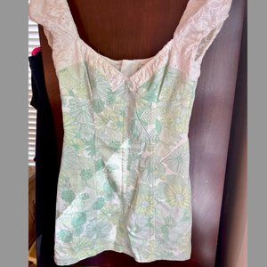 For Love and Lemons Green Floral Jean Dress